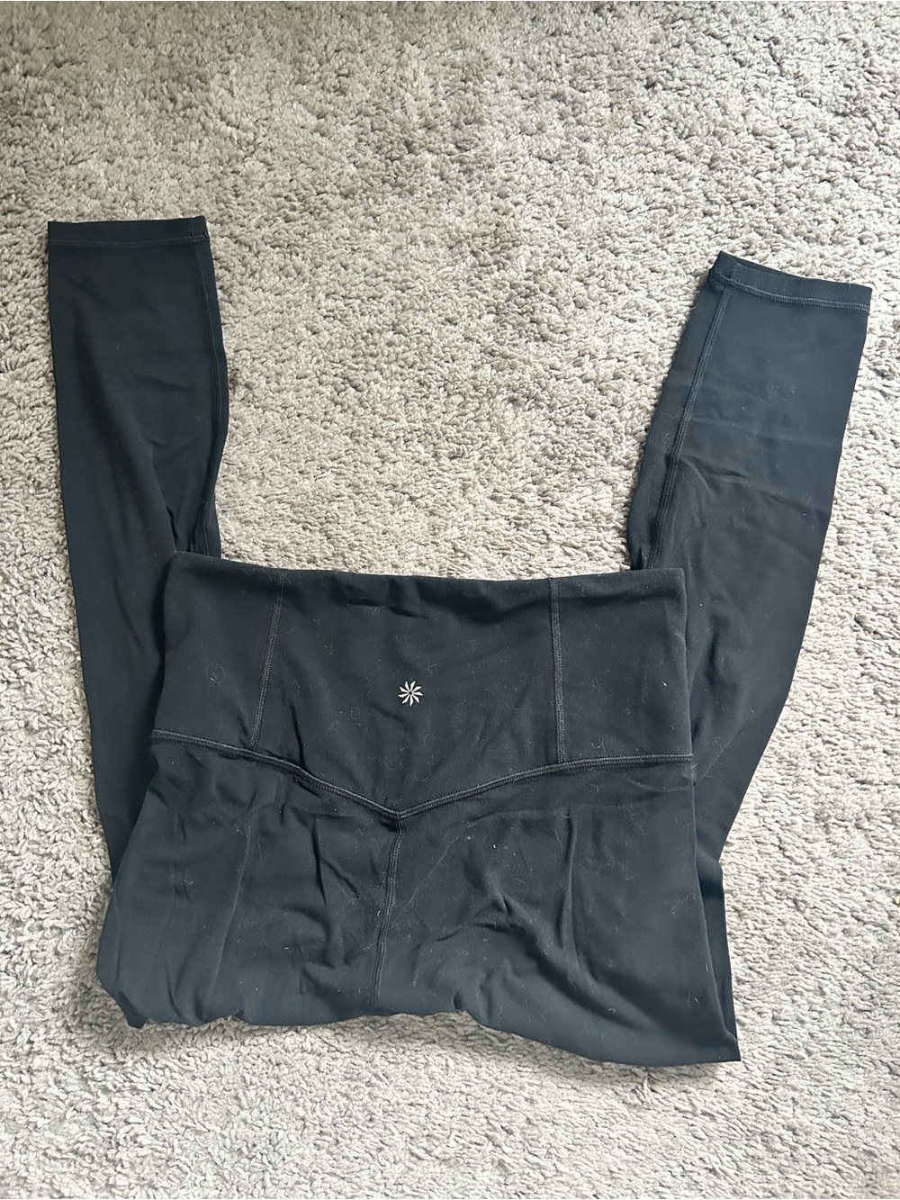 Athleta Black High-Rise Leggings with Center Star Logo
